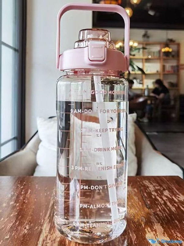 Virtuous unbreakable trasparent BPA Free straw water bottle 2000 ml Plastic Shaker(Pack of 1, Multicolor)