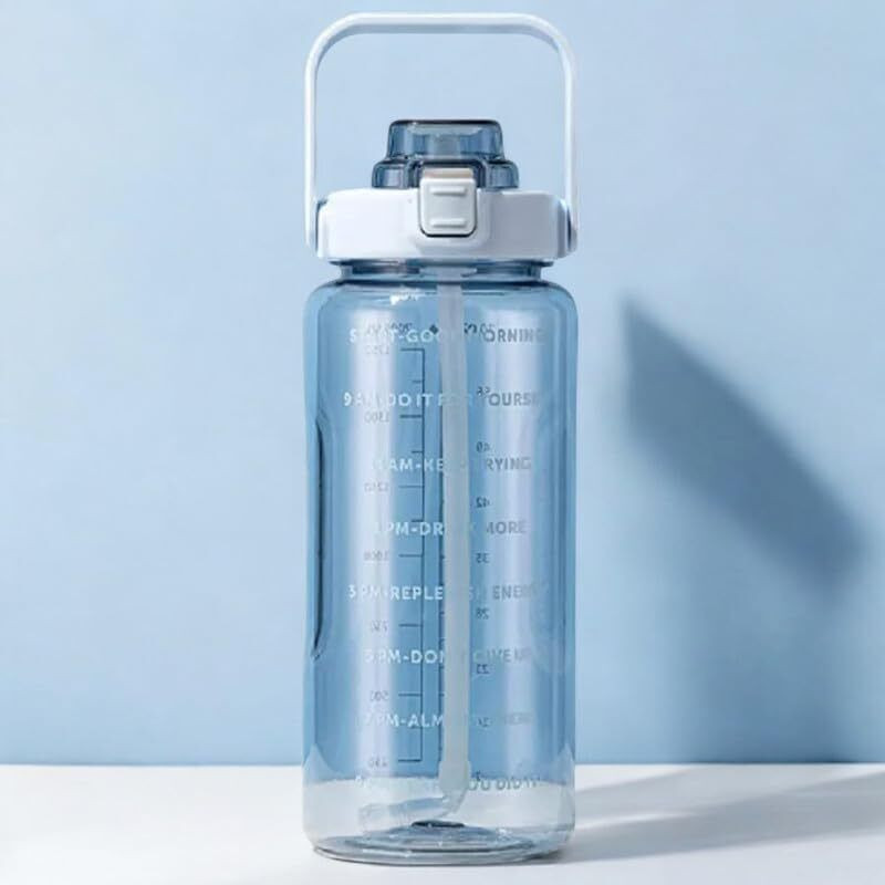 Cronus LargeCapacity Water Bottle Motivational trasparent travel bisycle 2000 ml Bottle 2000 ml Plastic Sipper(Pack of 1, Blue)