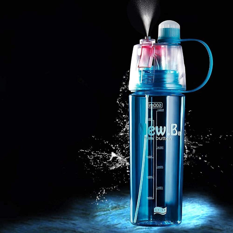 Kavid Spray Water Bottles 600 ml for Gym Fitness Water Bottle 600 ml Plastic Spray Bottle(Pack of 1, Multicolor)