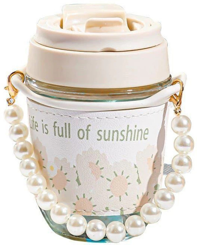 H K IMPEX Fancy glass sipper bottle 400 ml Glass Shaker(Pack of 1, White)