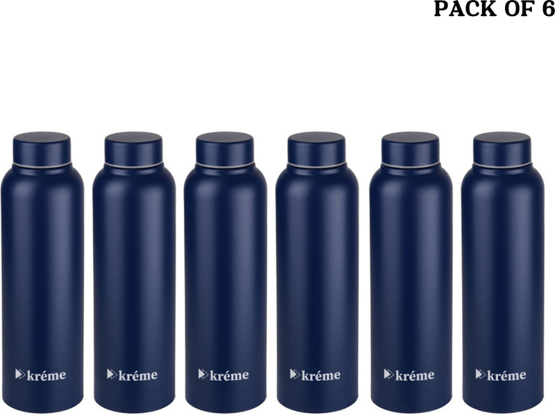 Kreme BREEZER BLU 1L PK6 1000 ml Steel Bottle(Pack of 6, Blue)