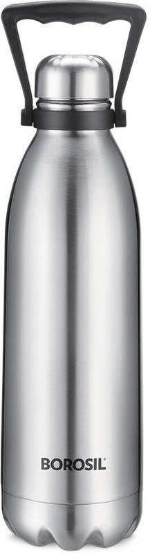 BOROSIL 1800ml Bolt 24 Hours Hot and Cold, Double Wall Vaccum Insulated Flask Bottle 1800 ml Steel Bottle(Pack of 1, Steel/Chrome)