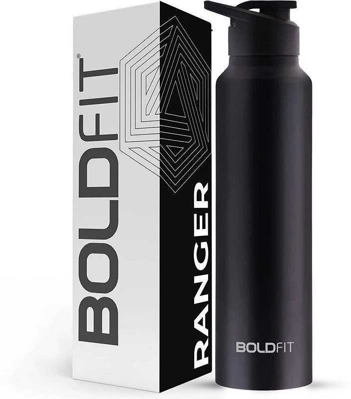 BOLDFIT Stainless Steel Water Bottle For Men & Women For Keeping Hot Or Cold Sipper 1000 ml Steel Bottle(Pack of 1, Black)