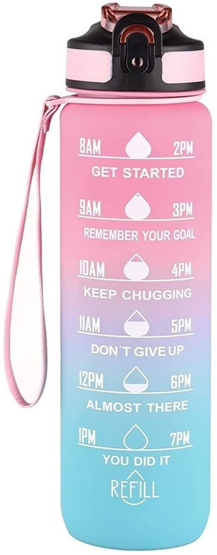 VDNSI Water Bottle for Sports Gym Cycling School Office Sports Water Bottle for Adults 1000 ml Plastic Spray Bottle(Pack of 1, Multicolor)
