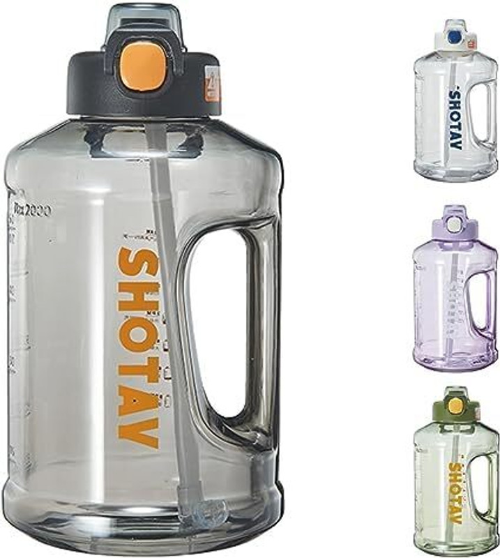 Stallaa LTR Daily Water Bottle with Time Mark - 2LTR Water Bottle 2000 ml Plastic Shaker(Pack of 1, Clear)