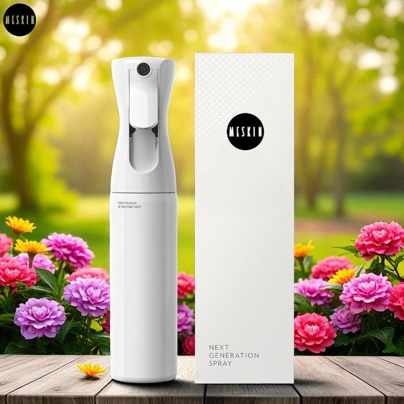 Meskin 300ml Fine Mist Spray Bottle - (White, Pack of 1) 300 ml Plastic Spray Bottle(Pack of 1, Off White)