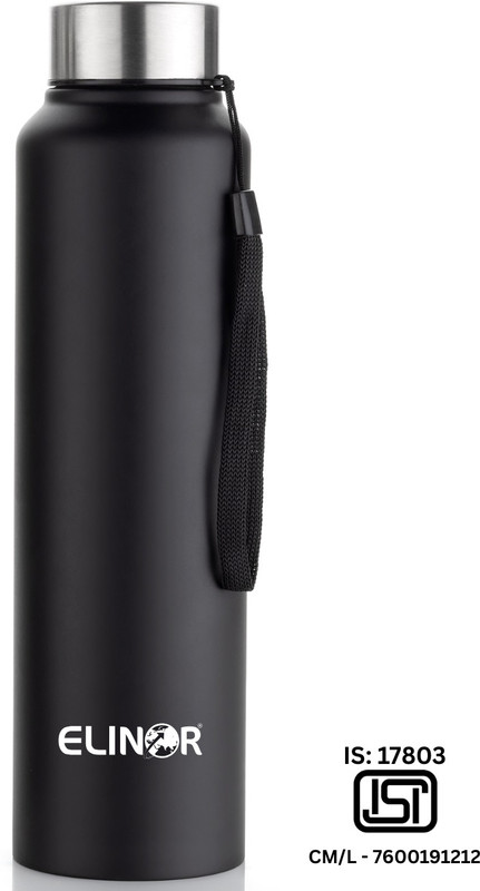 ELINOR AMAZING SINGLE WALL STAINLESS STEEL BOTTLE IN BLACK COLOR FOR KIDS AND ADULTS 1000 ml Steel Bottle(Pack of 1, Black)