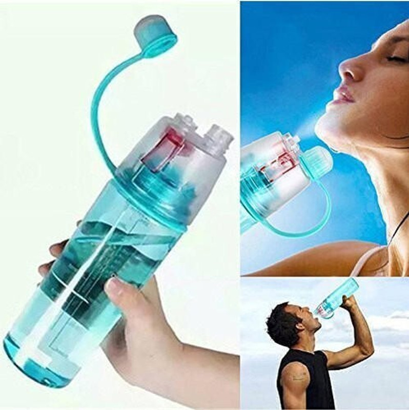 MEVLY PORTABLE SPRAY WATER BOTTLE, USED AS A WATER SPRINKLER AND DRINKING BOTTLE BOTH 600 ml Plastic Flask(Pack of 1, Multicolor)
