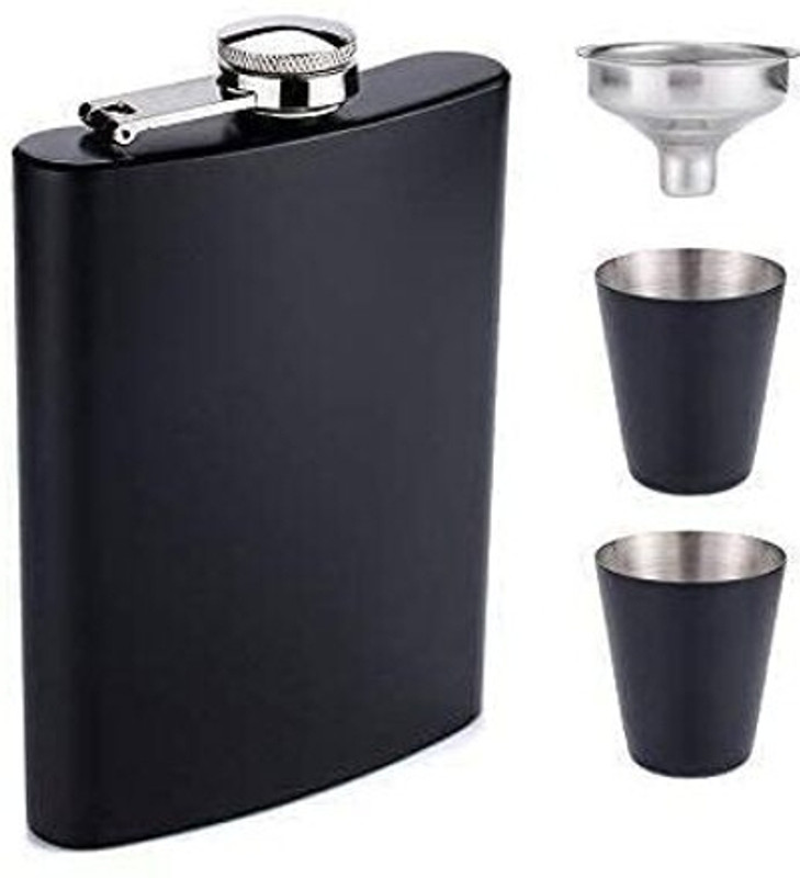 VoraPrime Hip Flask 8oz | Stainless Steel Liquor Bottle with 2 Shot Glass & Funnel GiftSet Stainless Steel Hip Flask(230 ml)