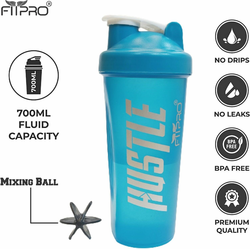 BOLDFIT Gym Bottle , Shaker Bottles for Protein Shake 100% Leakproof 700 ml Plastic Shaker(Pack of 1, Black)