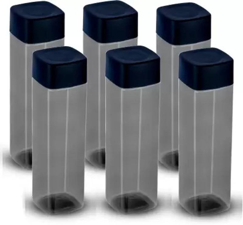 Finner Black Square Shape Plastic Water Bottle 6000 ml Plastic Bottle(Pack of 6, Black)