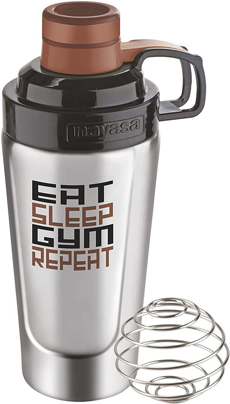 NAYASA Steel Gym 900 ml Steel Shaker(Pack of 1, Brown)