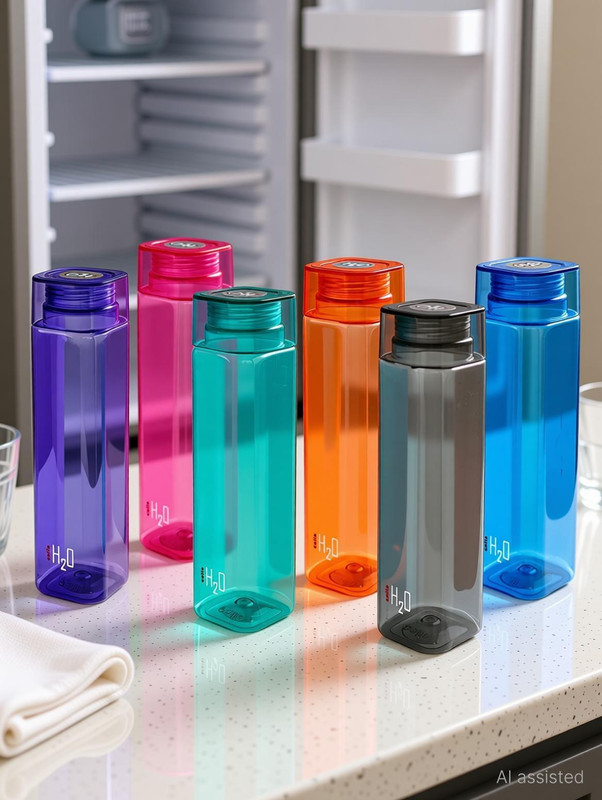 cello Fridge Bottle Squaremate Set of 6 1000 ml Plastic Bottle(Pack of 6, Multicolor)
