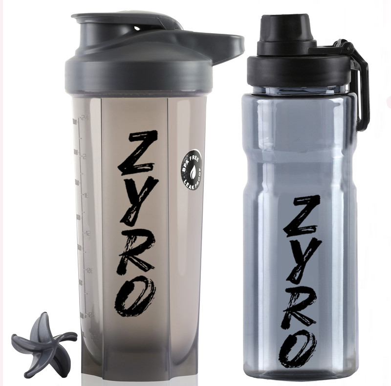 ZYRO Combo Multi-color Gym Shaker for Protein Shake I Sipper Bottles 750 ml Plastic Shaker(Pack of 2, Black)