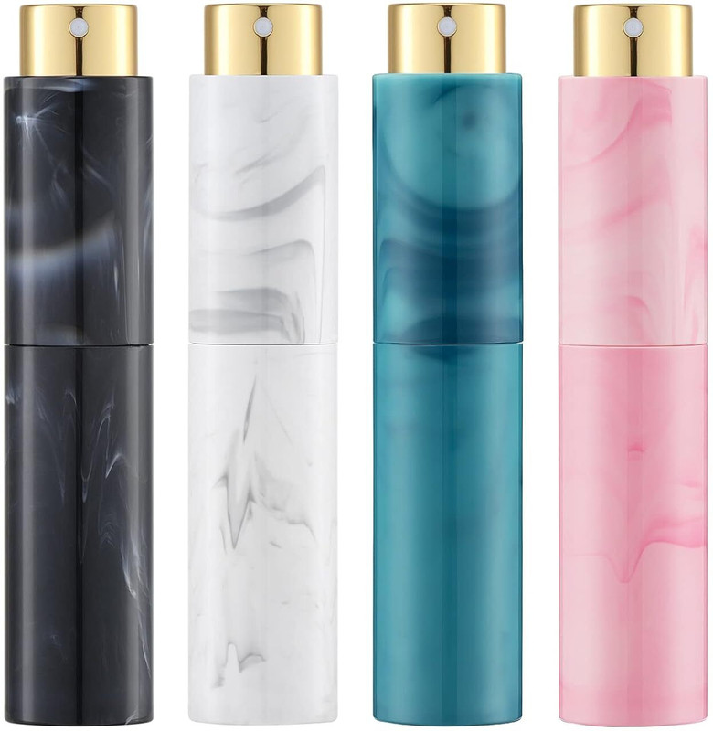 lais enterprises pack of 4 perfume refillable spray bottle 10 ml 10 ml Glass, Plastic Spray Bottle(Pack of 4, Multicolor)