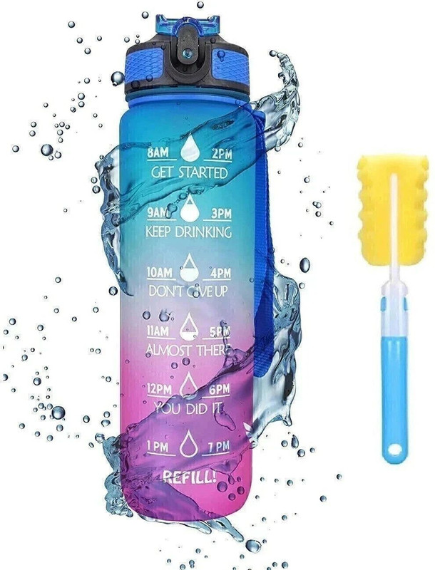 aaryashoppy Compact , Protein Bottle, Gym , 100% Leakproof 1000 ml Silicone, Plastic Sipper(Pack of 1, Multicolor)