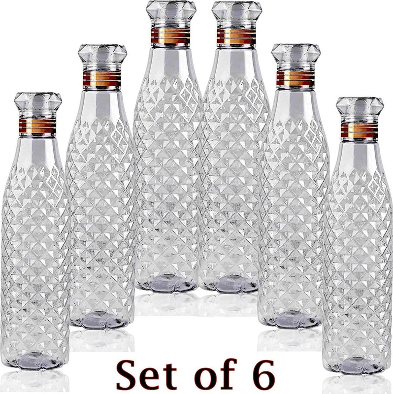 Stysol Smart Buy Fridge Water Bottle For,College,Office Water Bottle combo 1000 ml Plastic Bottle(Pack of 6, Grey)