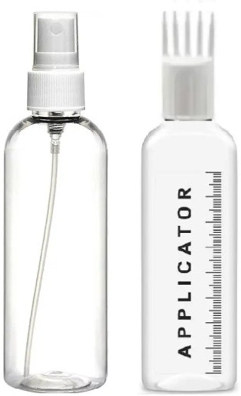 EverGlam 100 ml 1 pcs Hair Applicator cap bottle and 1 pcs Mist Oil Shampoo sanitizer 200 ml Plastic Spray Bottle(Pack of 2, White, Clear)