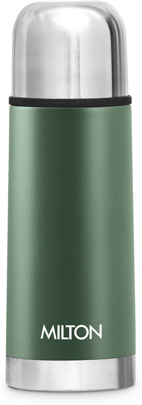 MILTON Eco-Flip Thermosteel Double Walled Vacuum Insulated Flask 350ml Hot & Cold Green 350 ml Steel Flask(Pack of 1, Green)