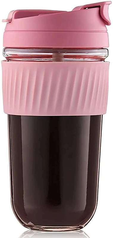 Prachi Reusable Glass Coffee & Juice Mug / Travel Cup for Hot & Cold Drinks 500 ml Glass Shaker(Pack of 1, Clear)