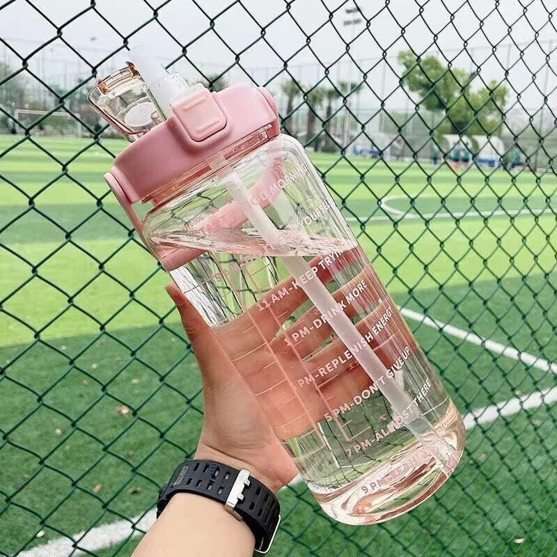 Prihit Motivational Transparent Gallon Gym Water Bottle for Fitness for Men & Women 2000 ml Plastic Shaker(Pack of 1, Multicolor)