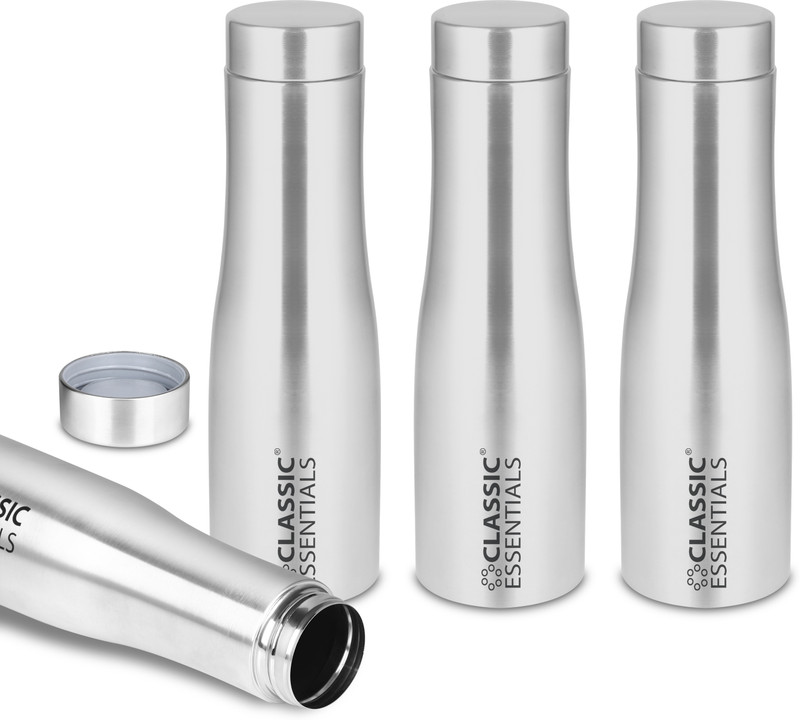Classic Essentials Stainless Steel Sports/Fridge Puro Water Bottle I Single wall 1000 ml Steel Bottle(Pack of 4, Silver)