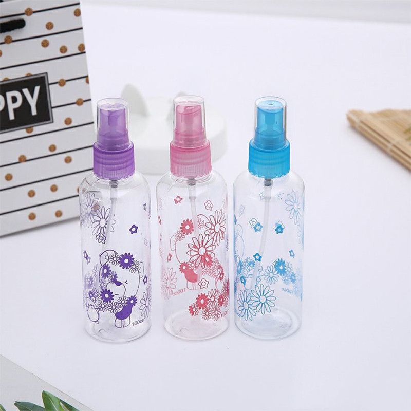 Rinpoche 3pcs Spray Bottle Empty ABS Plastic Water Flower Printing Mist Spray Bottle 40 ml Plastic Spray Bottle(Pack of 3, Multicolor)