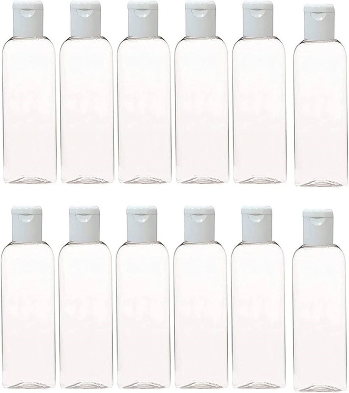 dinojames 200ml Empty Bottle for Hair Oil, Sanitizer, Shampoo, Face Wash 200 ml PET Bottle(Pack of 12, White)