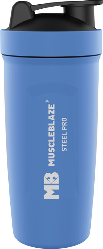 MUSCLEBLAZE Steel Shaker with Steel Whisk, Leakproof Gym Shaker Bottle, Stealth Black, 750 ml Steel Shaker(Pack of 1, Black)