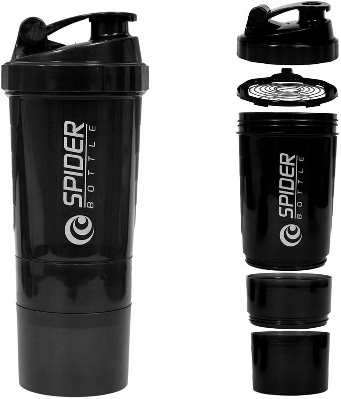 Fitnesstricks Spider Protein Shaker Bottle for gym with Extra Compartment For Men and Women 500 ml Plastic Shaker(Pack of 1, Multicolor)