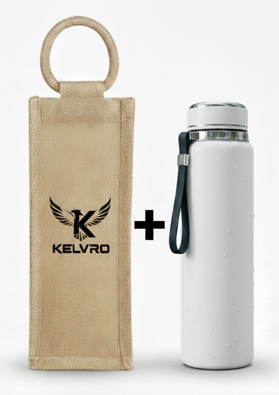 KELVRO Flip lip 1000 Thermosteel Water,isi certified, 24hr Hot and Cold 1000 ml Stainless Steel Flask(Pack of 1, White)
