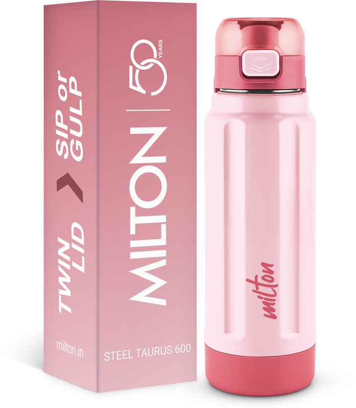 MILTON Taurus 600 Steel Thermoware Inner Stainless Steel Water Bottle 560ml Light Pink 560 ml Plastic Bottle(Pack of 1, Pink)