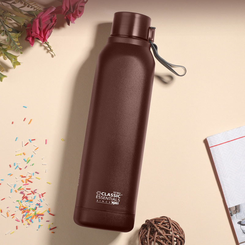 Classic Essentials Stainless Steel Insulated Vaccum Flask Splash Water Bottle 700 ml Plastic Flask(Pack of 1, Brown)