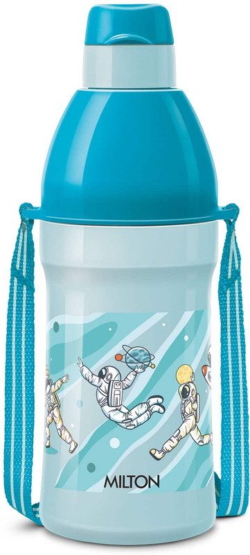 MILTON Kool Joy 600 Plastic Insulated Bottle Sipper Lid with Straw for Kids, Sky Blue 600 ml Plastic Shaker(Pack of 1, Blue)