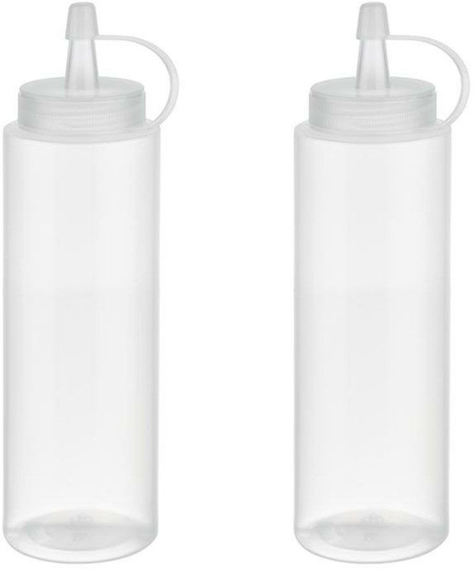 Kitchenium 1000 ml Transparent Sauce Bottle with Twist, Mayonnaise Bottle (Pack Of 2) 1000 ml Plastic Bottle(Pack of 2, White)