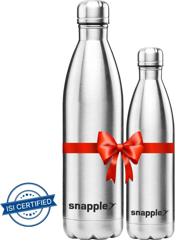 Snapple Cola Hot & Cold Vaccum Insulated Water Bottle Combo Gift Pack of 500ml & 1500 ml Steel Bottle(Pack of 2, Silver)