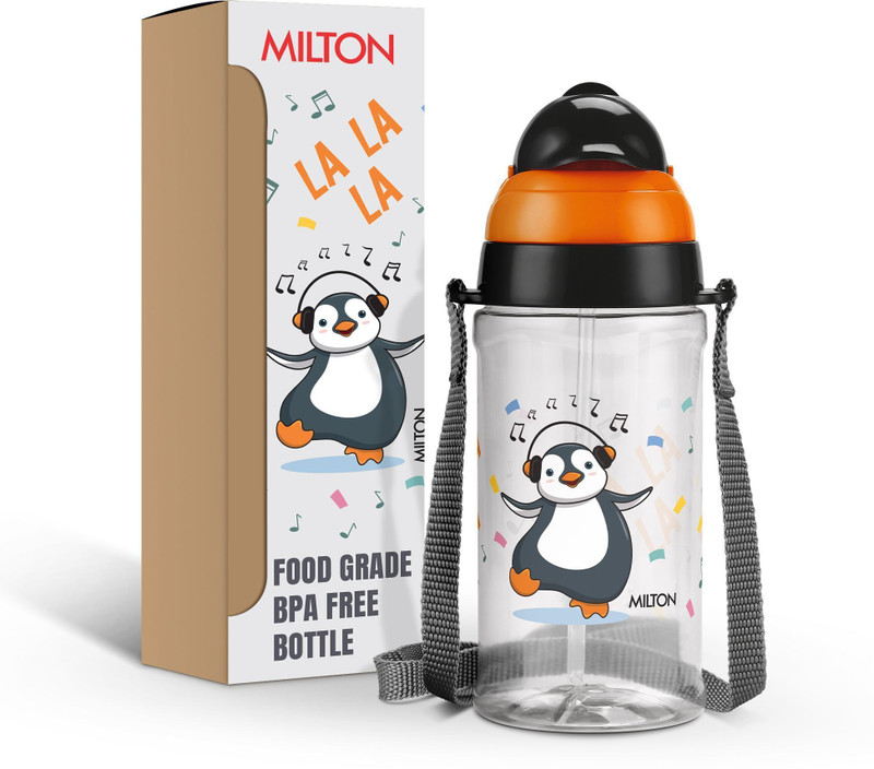 MILTON Smilo 450 Sipper Water Bottle for School Kids | BPA Free, Leak Proof & Durable 438 ml Plastic Bottle(Pack of 1, Grey, Multicolor)