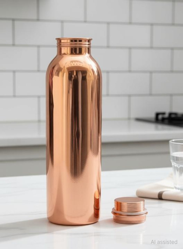 kripa Pure Copper Bottle for Water 1 Litre Glossy Dirt Proof, Leak Proof and Joint Less, Ayurveda and Yoga Health Benefits Water Bottle copper bottle 1000 ml Copper Bottle(Pack of 1, Copper)