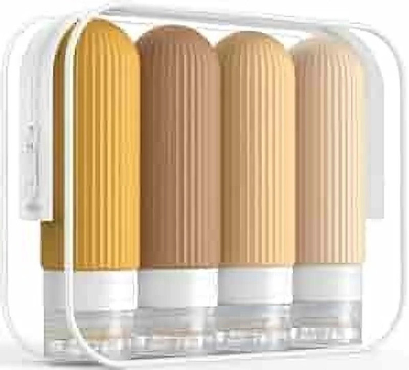 Skevera Travel Bottles Kit for Toiletries Organizer BPA Free 90ml Silicone - pack of 4 90 ml Silicone Bottle(Pack of 4, Multicolor)