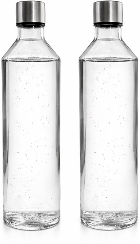 MOGADGET Food Grade 750ML Narrow mouth Round Glass Water Bottleale 750 ml Glass Bottle(Pack of 2, Silver)