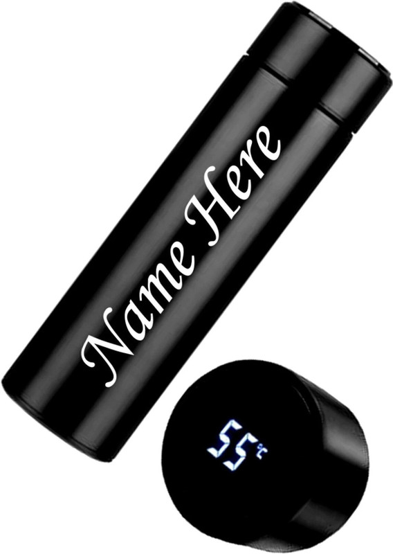 UJJi Name Printed Temperature Display Bottle 500 ml Steel Flask(Pack of 1, Black)