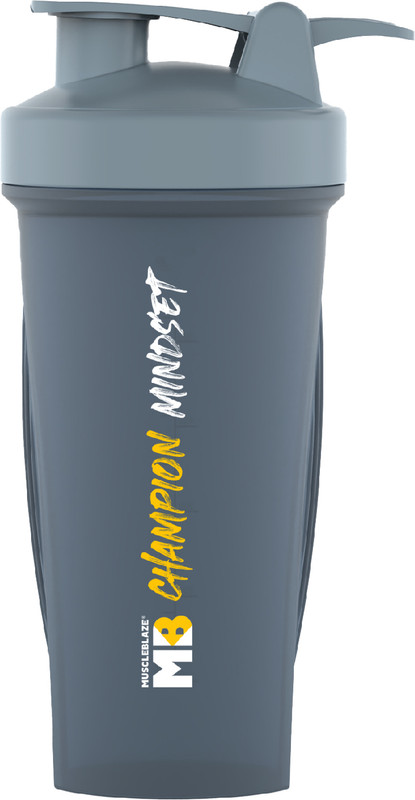 MUSCLEBLAZE Champion Shaker Series, Sipper Bottle with Whisk Ball, 650 ml Plastic Shaker(Pack of 1, Grey)
