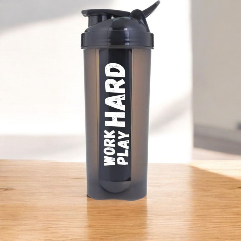 SUKHCHAIN Super Quality of Gym Shaker|Shaker Bottle|Gym Shaker & Sipper Bottle 700 ml Plastic Shaker(Pack of 1, Black)