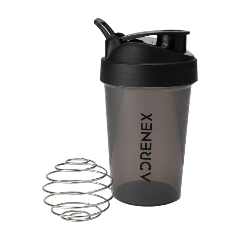 Adrenex BPA Free Gym Bottle with Mixer Ball 500 ml Plastic Shaker(Pack of 1, Black, Grey)