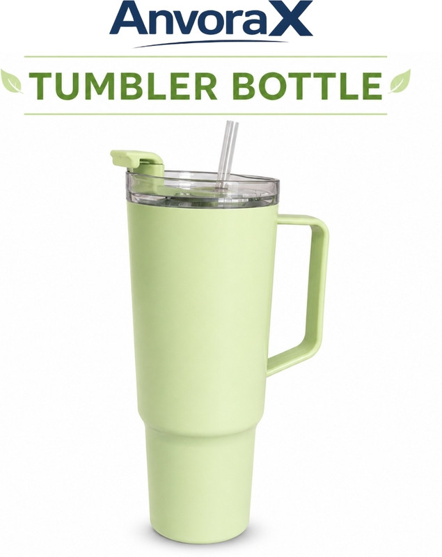 AnvoraX Tumbler Bottle with Handle & Straw | Leakproof | Large Capacity 1800 ml Plastic Sipper(Pack of 1, Multicolor)