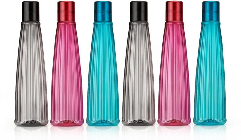 FLYUP Rudi 6 pcs Plastic Water Bottle, 1000ml Bottle 1000 ml Plastic Bottle(Pack of 6, Multicolor)