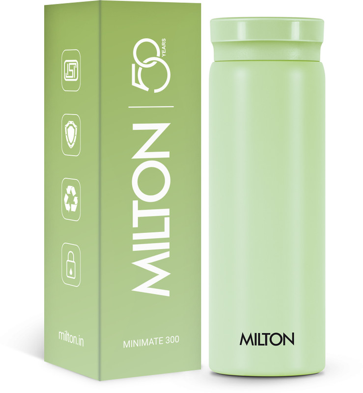 MILTON Minimate 300 Thermosteel Compact ISI Certified, Insulated Water Bottle, 280 ml Stainless Steel Bottle(Pack of 1, Light Green)