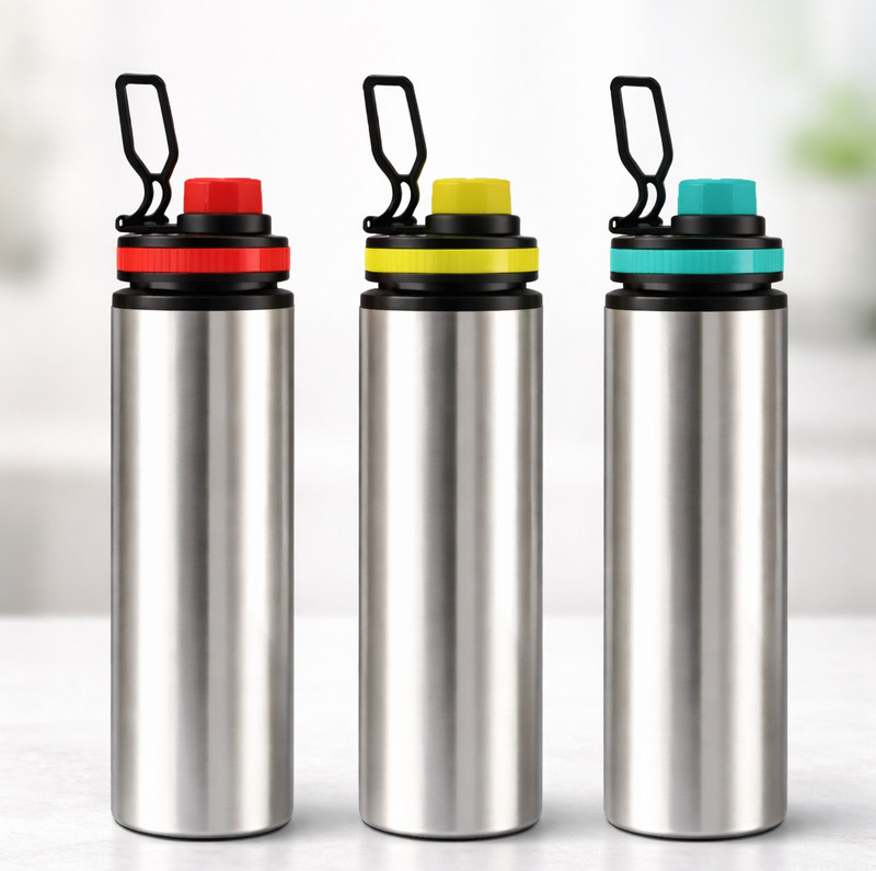 VISAXMI Water Bottle| Fridge Bottle| Kids, Office & Gym Bottle| Kids Sipper Bottle 900 ml Steel Bottle(Pack of 3, Multicolor)