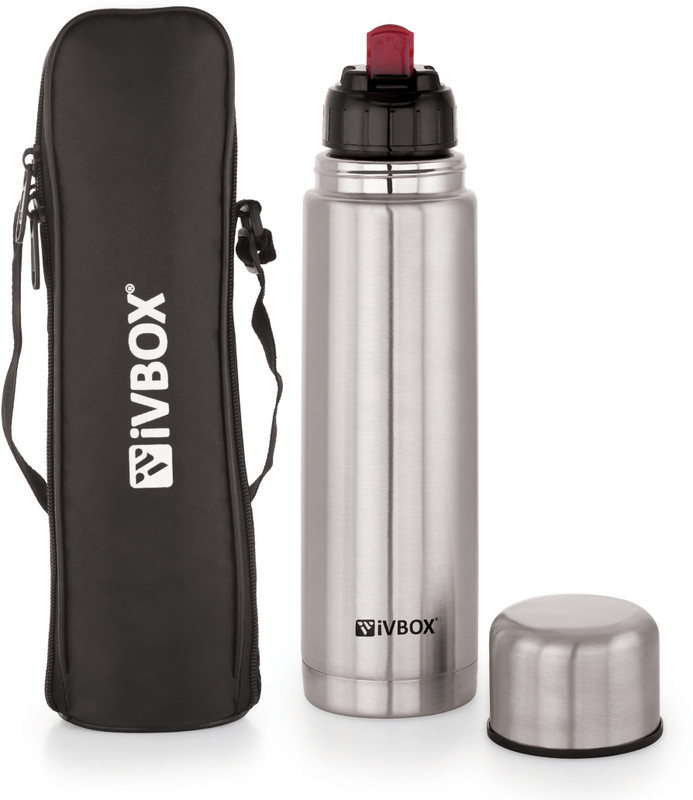 iVBOX Twistor-AE Thermos Steel Flip Lid Flask Hot & Cold With Cover Pouch 1000 ml Steel Flask(Pack of 1, Silver)