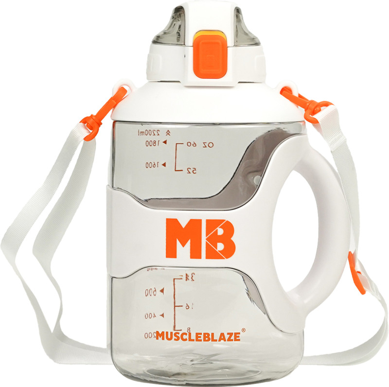 MUSCLEBLAZE Gym Gallon Water Bottle | Leakproof & BPA-Free | Athlete-Safe Build 2200 ml Plastic Bottle(Pack of 1, White)